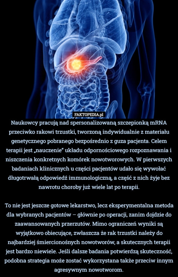 
    Naukowcy pracują nad spersonalizowaną szczepionką mRNA przeciwko rakowi