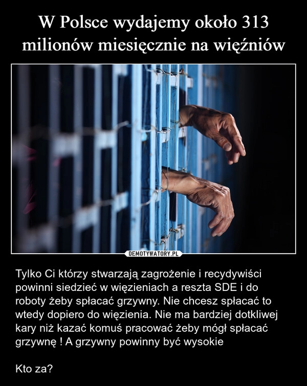 
    W Polsce wydajemy około 313 milionów miesięcznie na więźniów