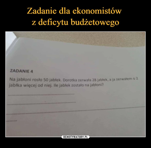 
    Zadanie dla ekonomistów 
z deficytu budżetowego