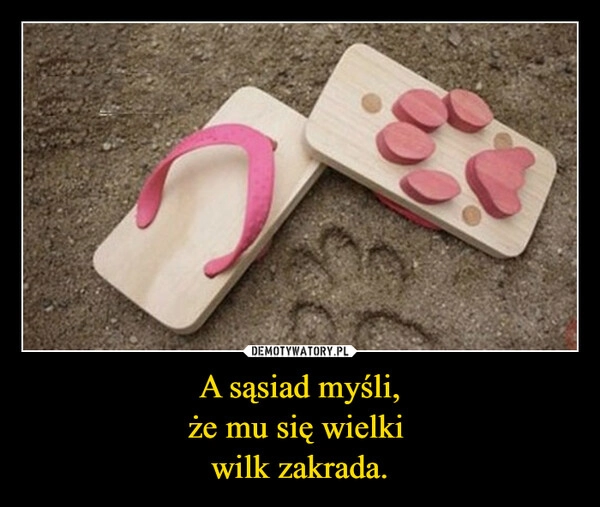 
    A sąsiad myśli,
że mu się wielki 
wilk zakrada.