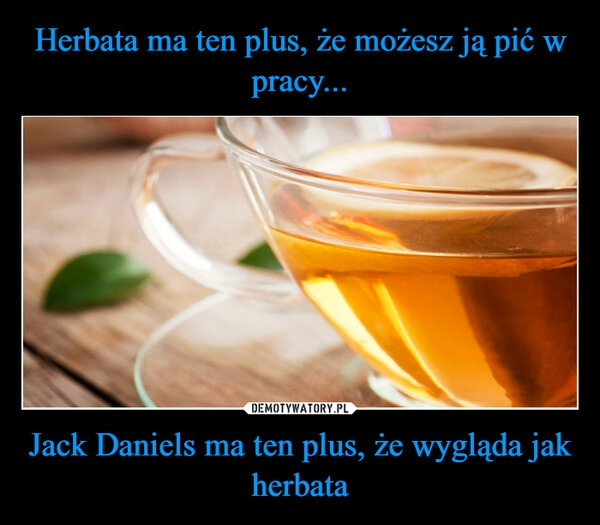 
    Herbata ma ten plus, że możesz ją pić w pracy... Jack Daniels ma ten plus, że wygląda jak herbata