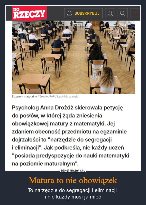 
    Matura to nie obowiązek