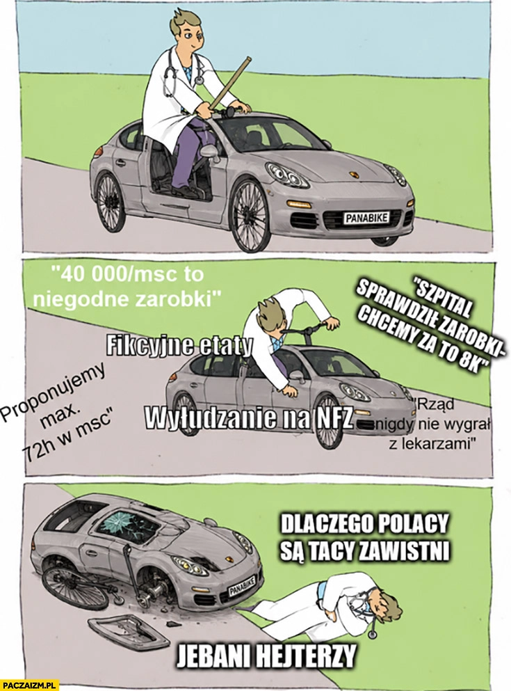 
    Lekarz Panamera rower wywala się dlaczego Polacy są tacy zawistni