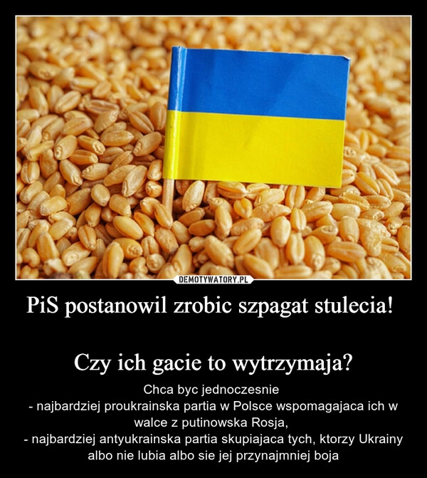 
    PiS postanowil zrobic szpagat stulecia! 

Czy ich gacie to wytrzymaja?