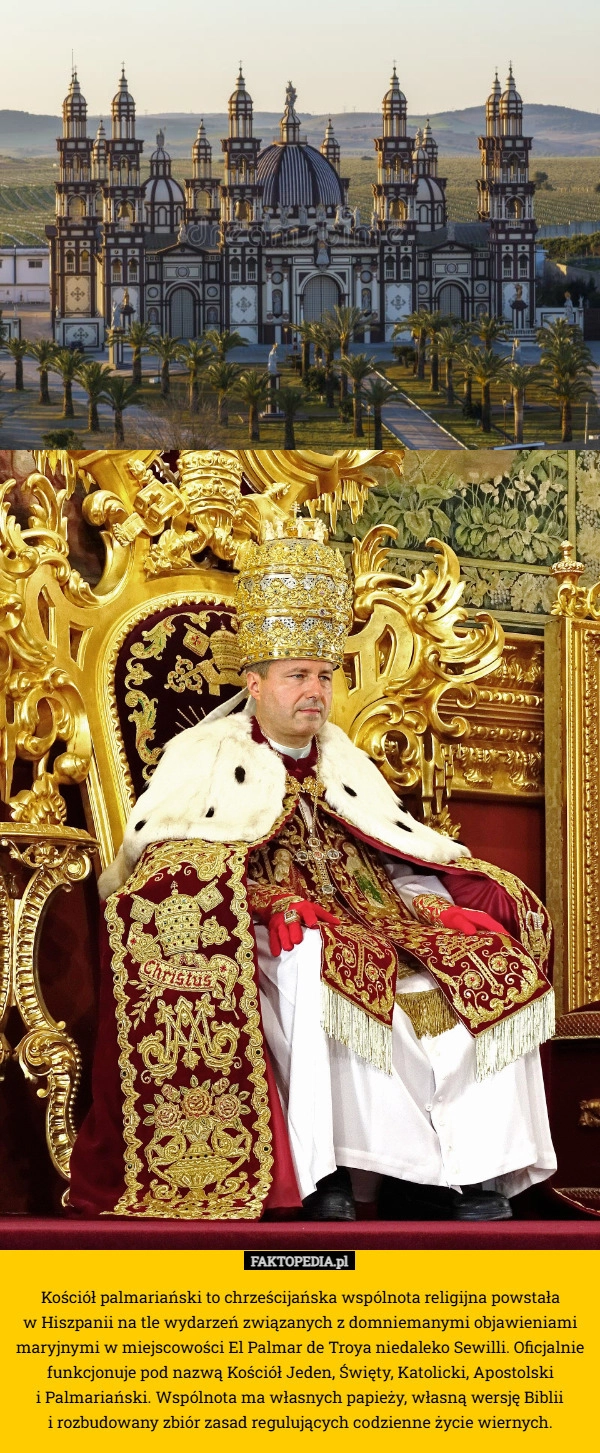 
    Kościół palmariański to chrześcijańska wspólnota religijna powstała
 w Hiszpanii