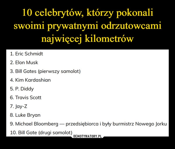 
    10 celebrytów, którzy pokonali swoimi prywatnymi odrzutowcami najwięcej kilometrów