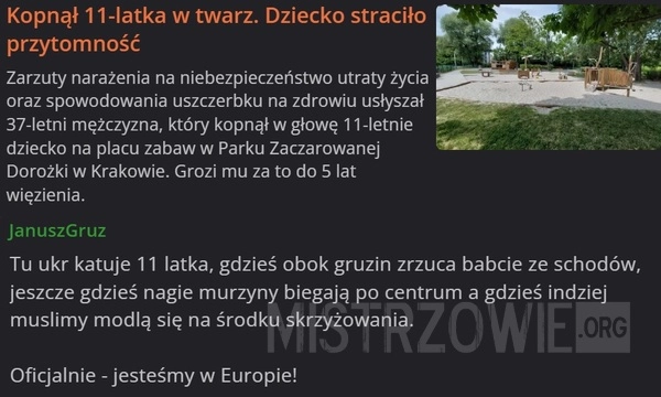 
    Kopnął 11-latka w twarz