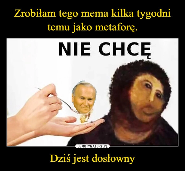 
    Zrobiłam tego mema kilka tygodni temu jako metaforę. Dziś jest dosłowny